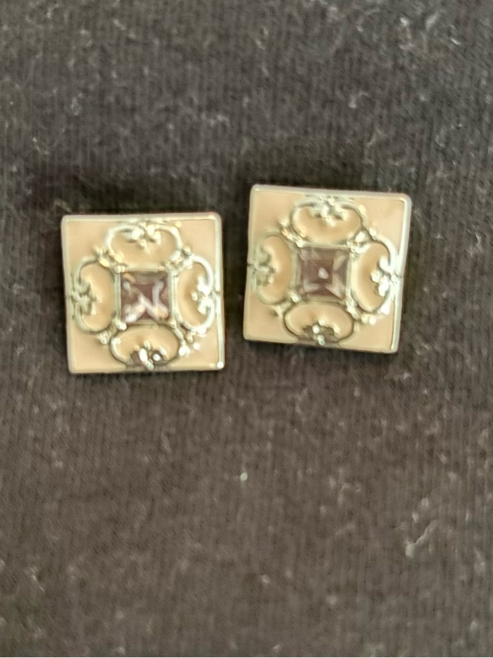 Square Pink Enamel and Silver Filigree Dots compatible with Style Dots Jewelry